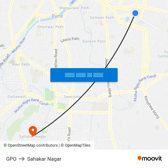 जीपीओ to सहकार नगर map