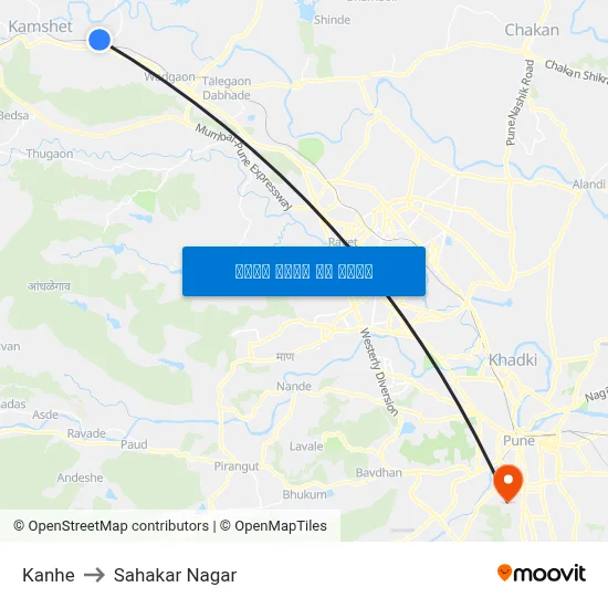 कन्हे to सहकार नगर map