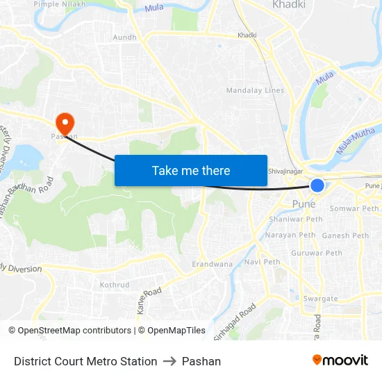 District Court Metro Station to Pashan map