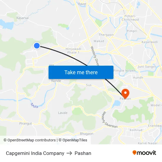 Capgemini India Company to Pashan map
