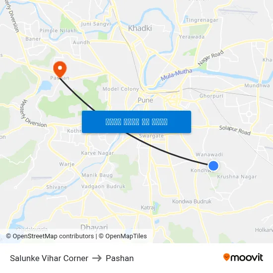 सालुंके विहार कॉर्नर to पाषाण map
