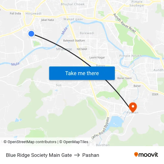 ब्लू रिज सोसायटी मेन गेट to पाषाण map