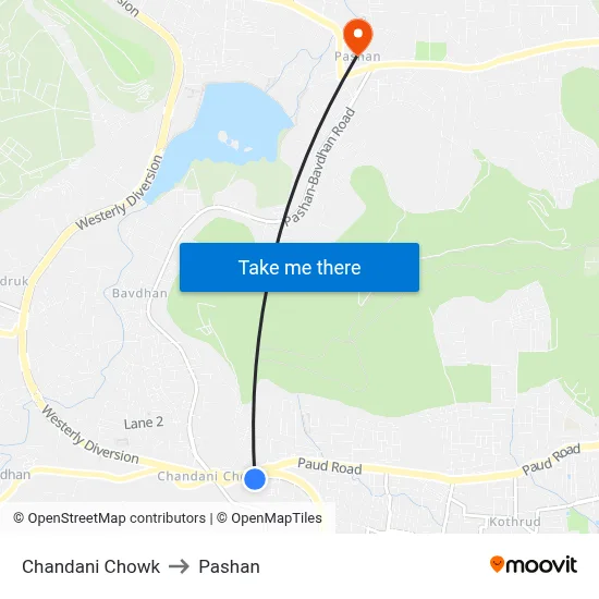 Chandani Chowk to Pashan map
