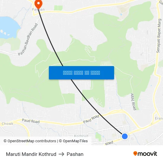 मारुति मंदिर कोथरूड to पाषाण map