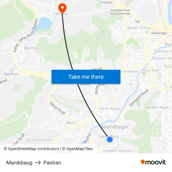 माणिकबाग to पाषाण map