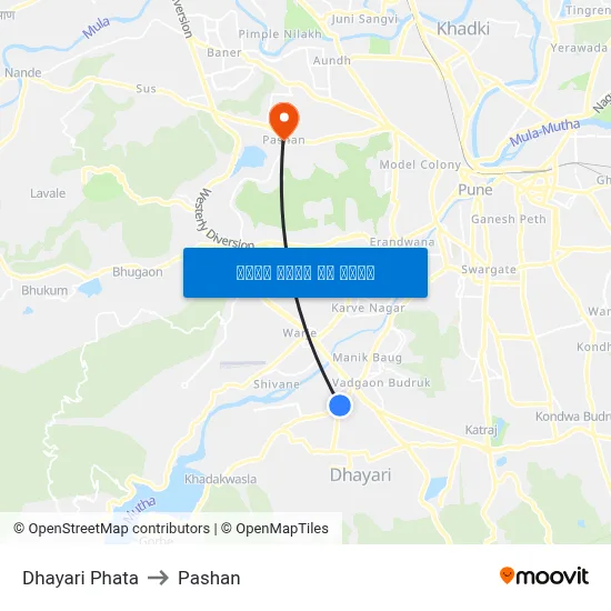 धायरी फाटा to पाषाण map