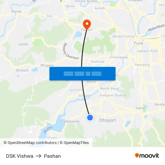 डीएसके विश्व to पाषाण map