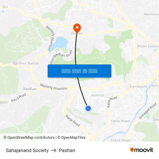 सहजानंद सोसायटी to पाषाण map