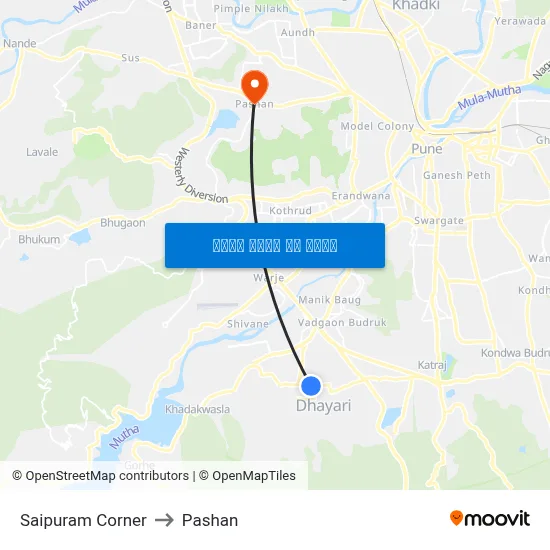 साईपुरम कॉर्नर to पाषाण map