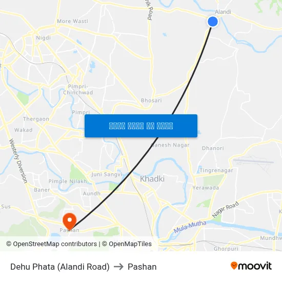 देहू फाटा (आळंदी रोड) to पाषाण map