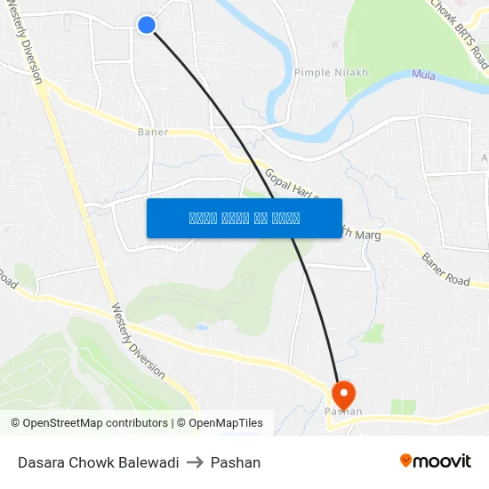 दशहरा चौक बालेवाड़ी to पाषाण map