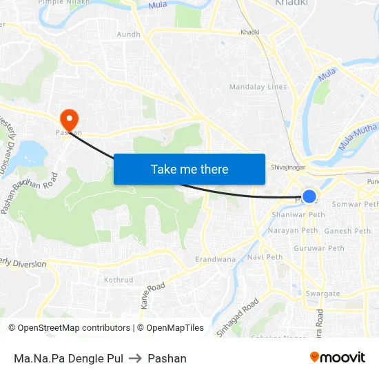 Ma.Na.Pa Dengle Pul to Pashan map