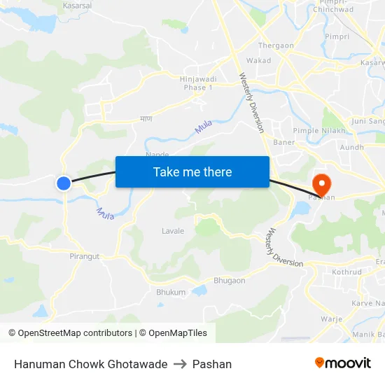 Hanuman Chowk Ghotawade to Pashan map