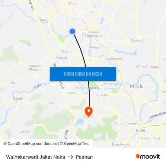 वल्हेकरवाडी जकात नाका to पाषाण map