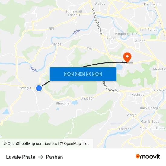 लवाले फाटा to पाषाण map