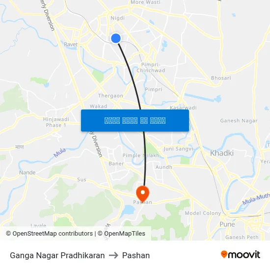 गंगा नगर प्राधिकरण to पाषाण map