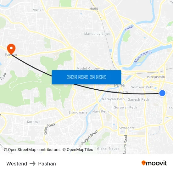 वेस्टएंड to पाषाण map