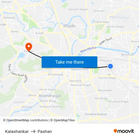 कलाशंकर to पाषाण map