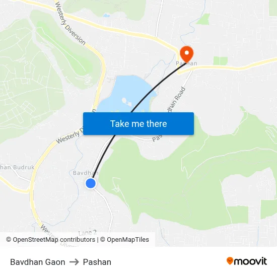 Bavdhan Gaon to Pashan map