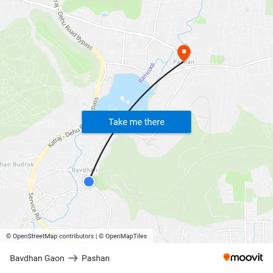 बावधन गाव to पाषाण map