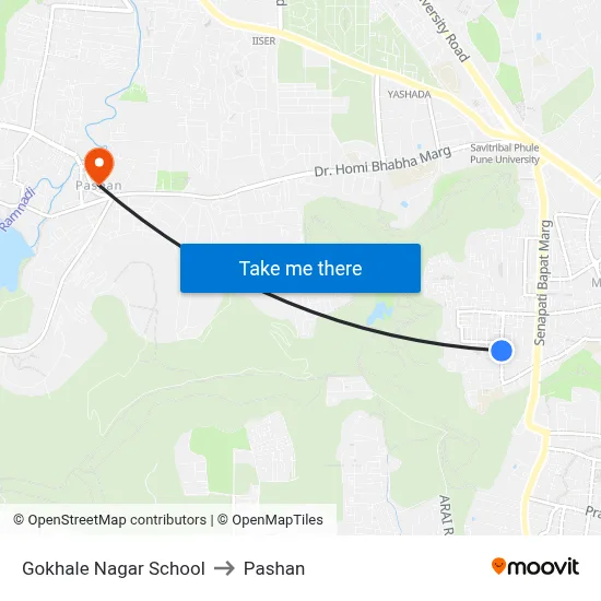 गोखले नगर स्कूल to पाषाण map