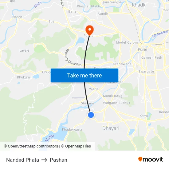 Nanded Phata to Pashan map