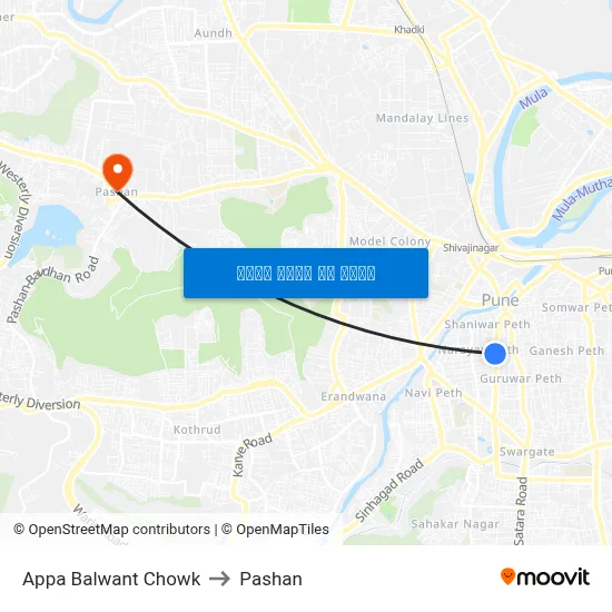 Appa Balwant Chowk to Pashan map