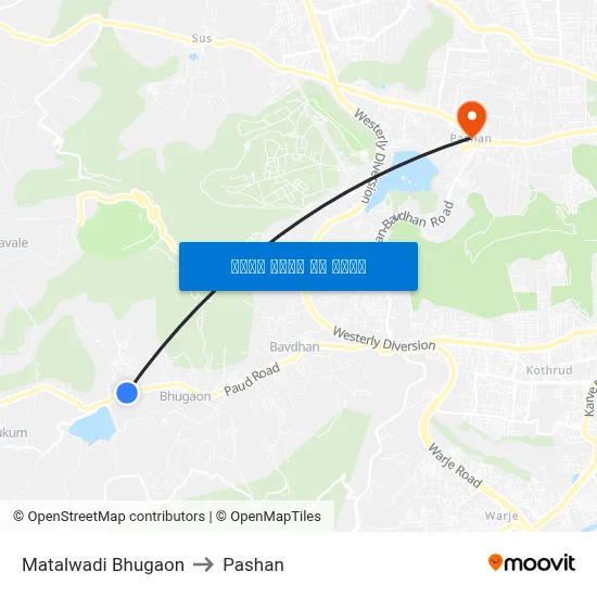 मटालवाडी भुगाव to पाषाण map