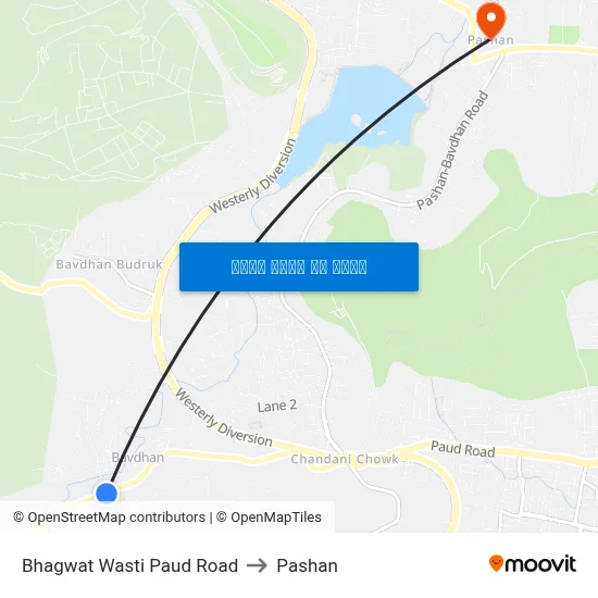 भगवत वस्ती पौड रोड to पाषाण map