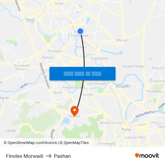 फिनोलेक्स मोरवाडी to पाषाण map