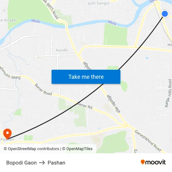 Bopodi Gaon to Pashan map