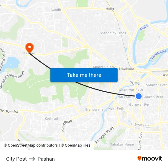 City Post to Pashan map