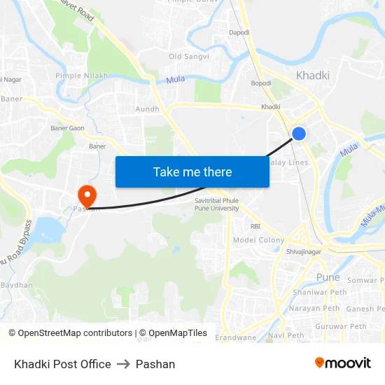 खडकी पोस्ट ऑफिस to पाषाण map