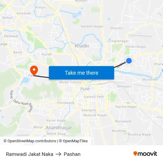 रामवाडी जकात नाका to पाषाण map