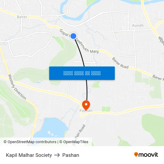 कपिल मल्हार सोसायटी to पाषाण map