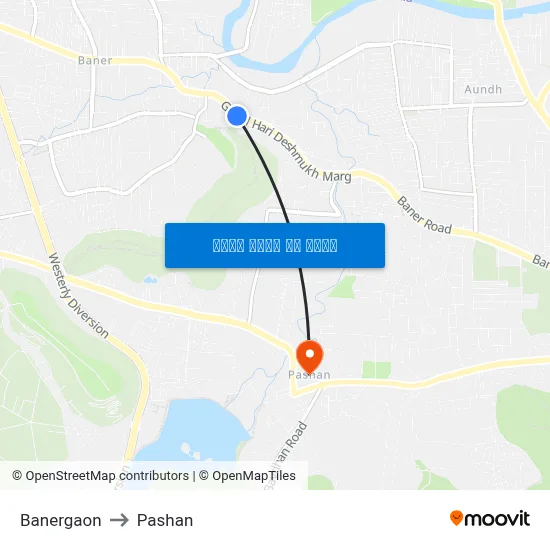 बानेरगाव to पाषाण map