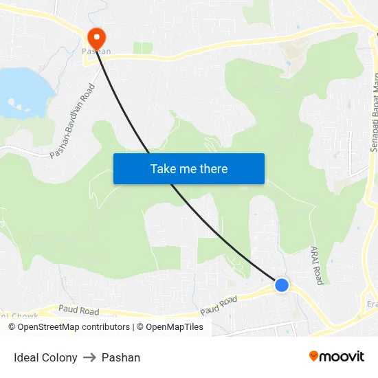 Ideal Colony to Pashan map