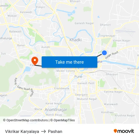 विक्रीकर कार्यालय to पाषाण map