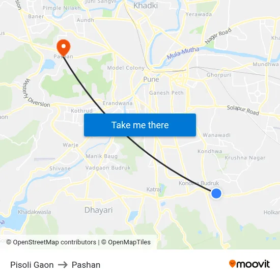Pisoli Gaon to Pashan map