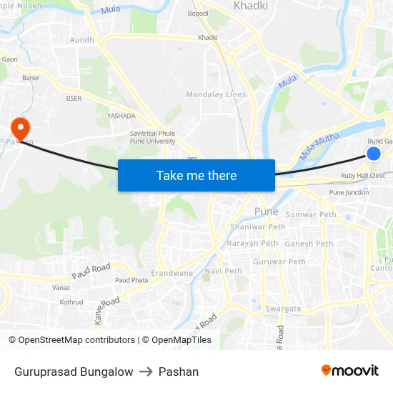 गुरुप्रसाद बंगला to पाषाण map