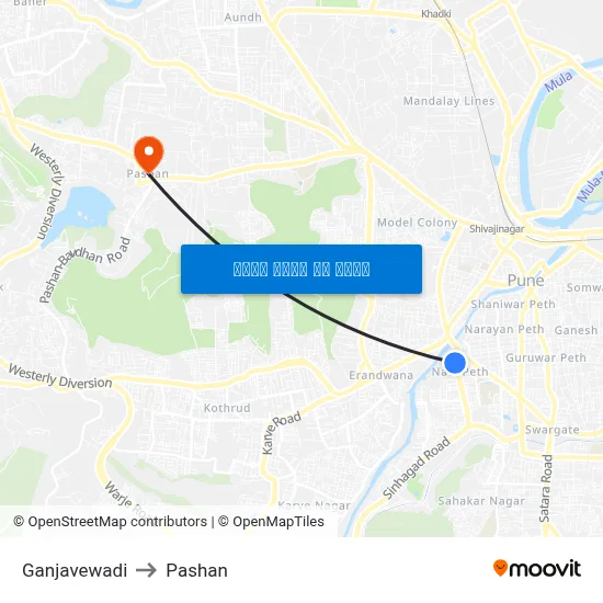गंजवेवाडी to पाषाण map