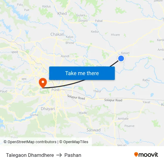 Talegaon Dhamdhere Bazar to Pashan map
