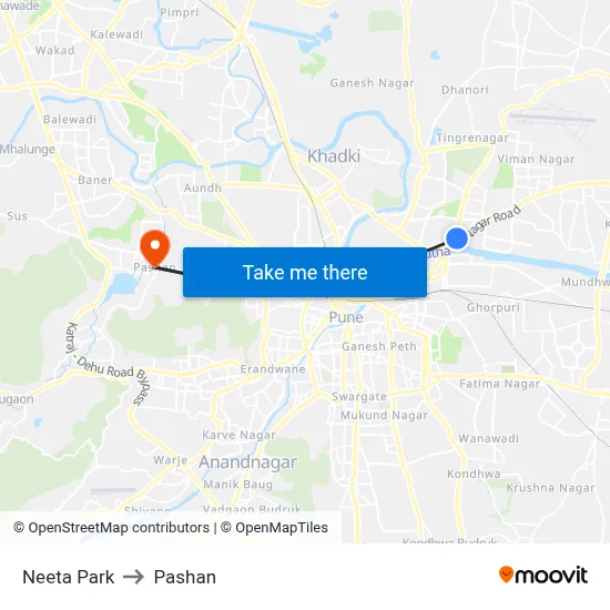 नीता पार्क to पाषाण map