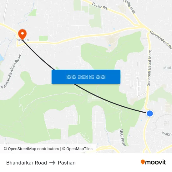 भंडारकर रोड to पाषाण map