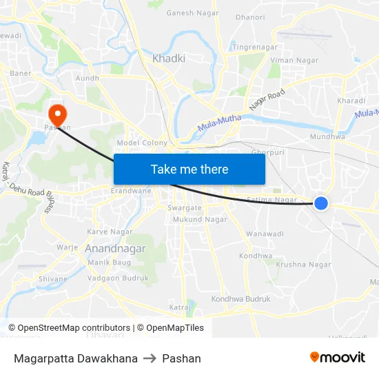 मगरपट्टा दवाखाना to पाषाण map