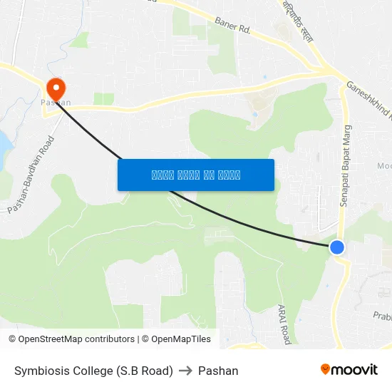 सिम्बायोसिस कॉलेज (एस.बी रोड) to पाषाण map