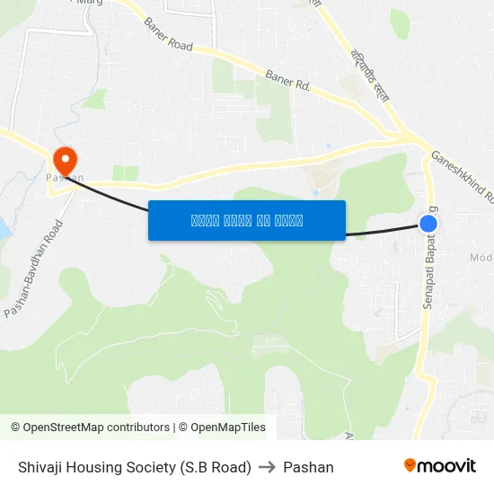 शिवाजी हाउसिंग सोसायटी (एस.बी रोड) to पाषाण map