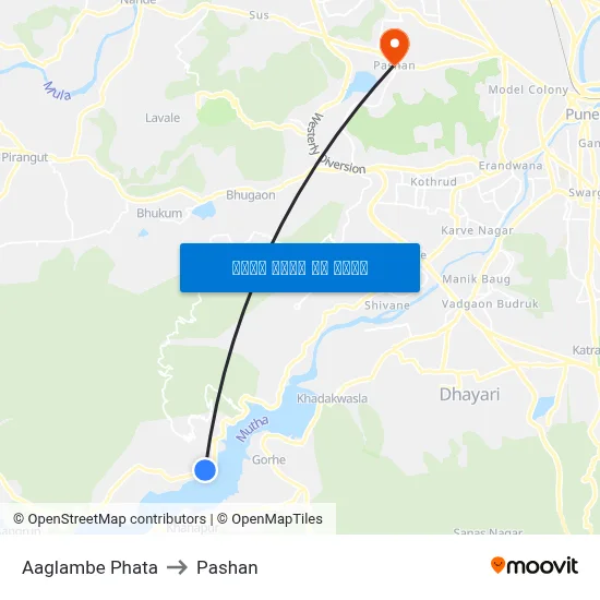 आगलंबे फाटा to पाषाण map