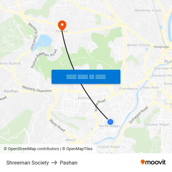 श्रीमान सोसायटी to पाषाण map