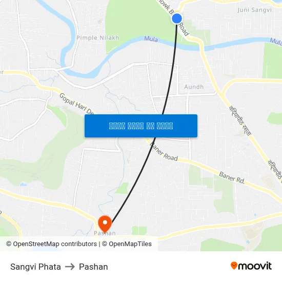 सांगवी फाटा to पाषाण map
